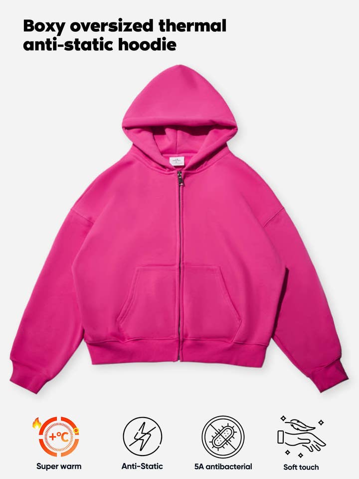 NOISSEY - Wholesale Hoodie – Unisex - Solid-Color Warm Zip-Up Hoodie8