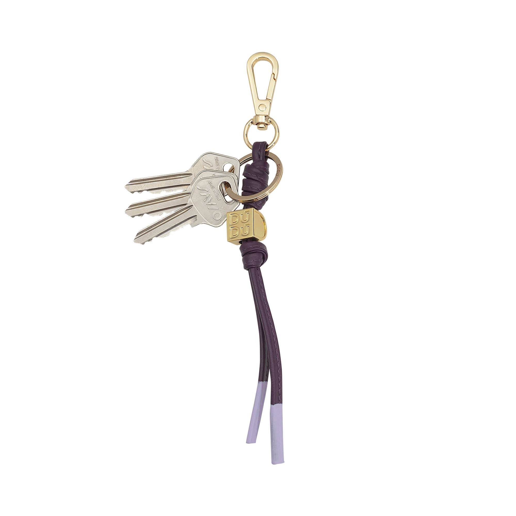 dudu - Venta al por mayor Llavero - Unisex - Llavero Dudu en cuero con anilla y mosquetón morado oscuro2