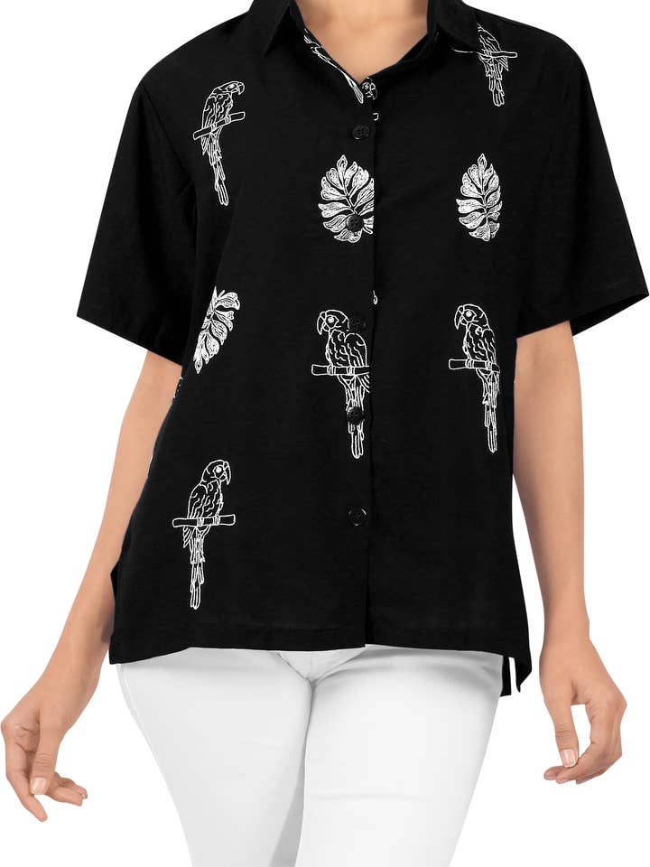 LA LEELA Women's Petite Button Down Shirts Blouse Top 151470 for wholesale by La Leela LLC