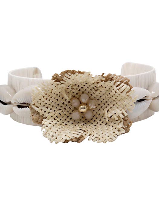 (P328) ARMBAND MED ROTTINGBLOMMA COWRY SKAL för wholesale av Jewelry Max