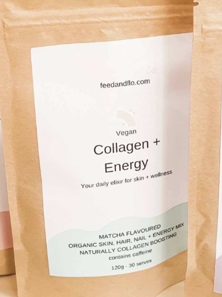 Vegan Collagen + Energy superfood mix for wholesale by Feed and Flo
