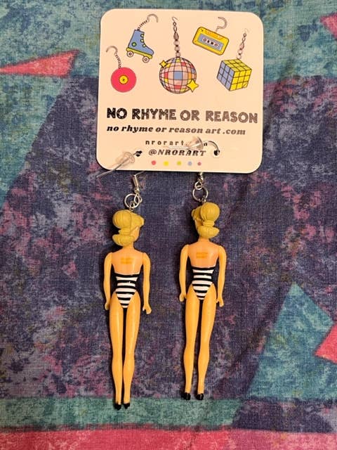 NO RHYME OR REASON ART - Wholesale Dangle Earrings - Classic, Original Barbie Earrings - Posable, Retro, 50s8
