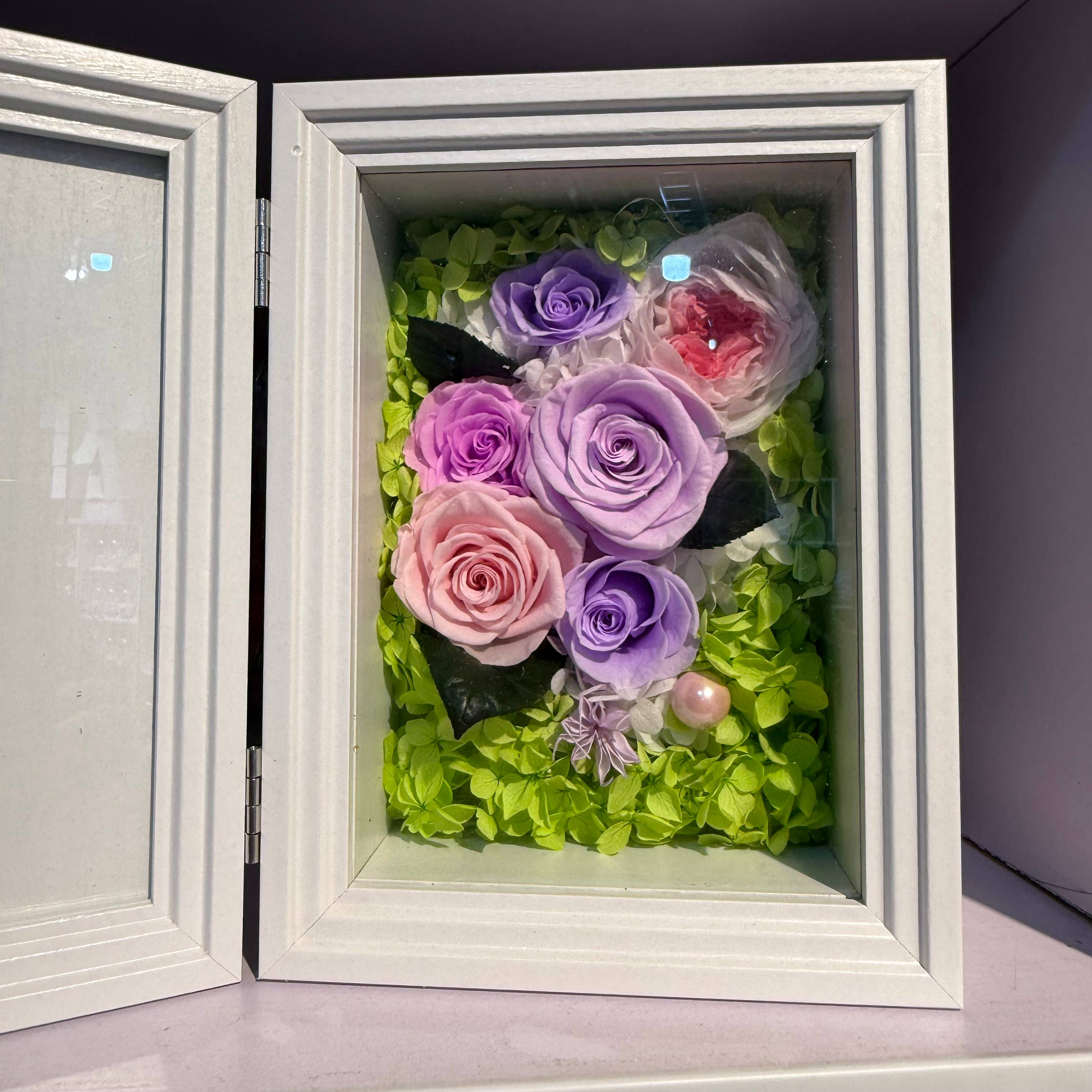 Effiliving – wholesale Picture frame – Preserved Flower Photo Frame Gift Box – Purple Pink Roses7