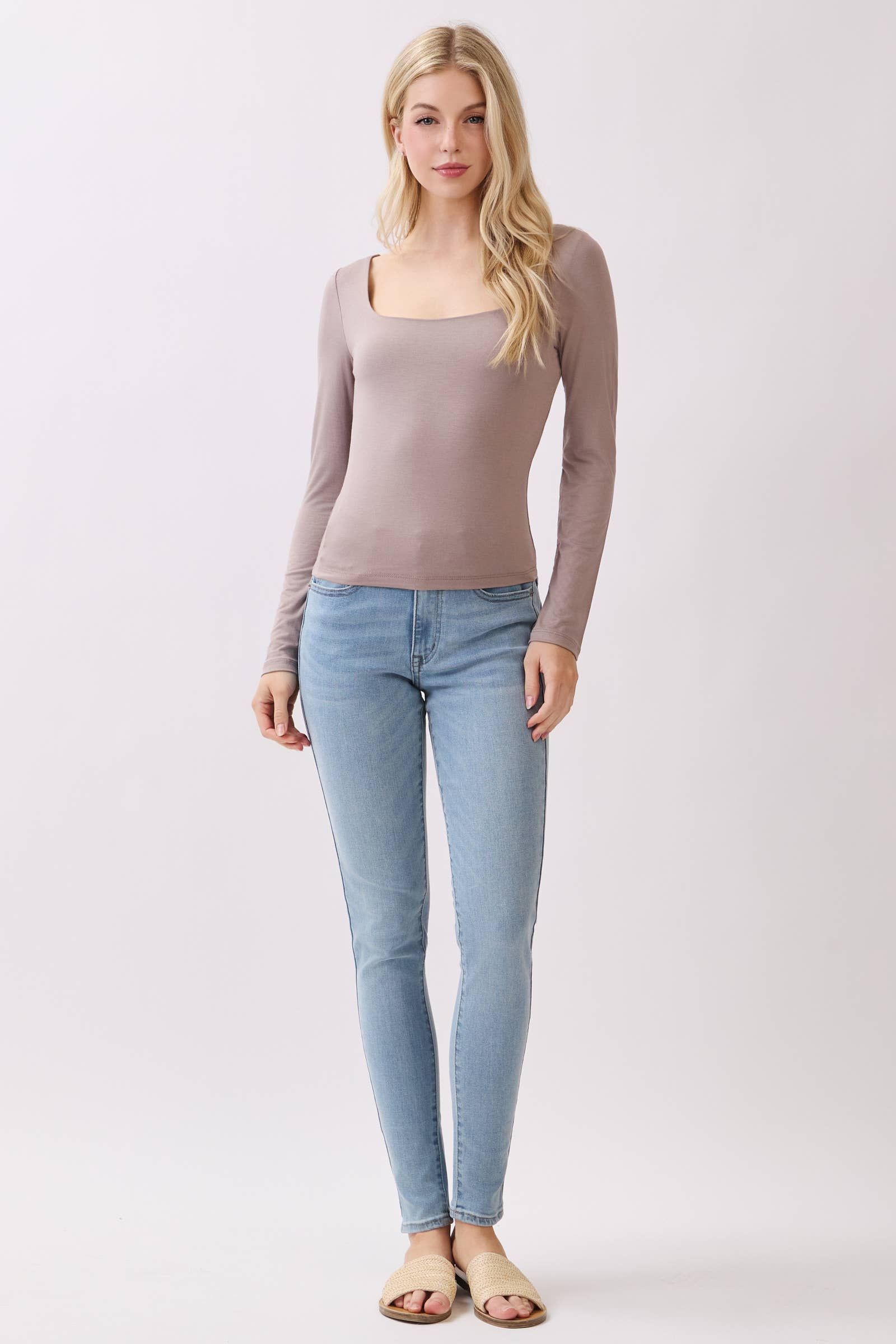 Final Touch - Wholesale Knit Top - Women's - Double Layered Square Neck Basic Top - T171093