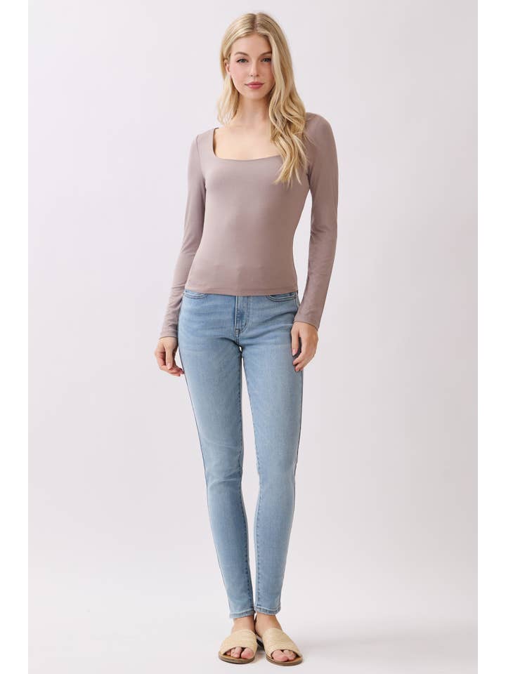 Final Touch - Wholesale Knit Top - Women's - Double Layered Square Neck Basic Top - T171093