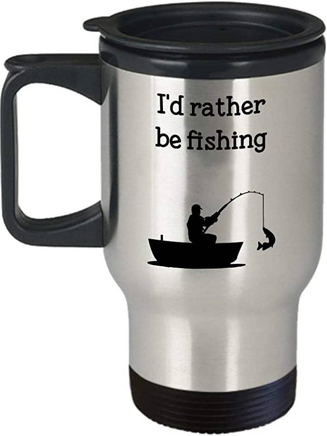 I'd Rather Be Fishing Travel Mug, Gifts For Fishing for wholesale by CustomHappy