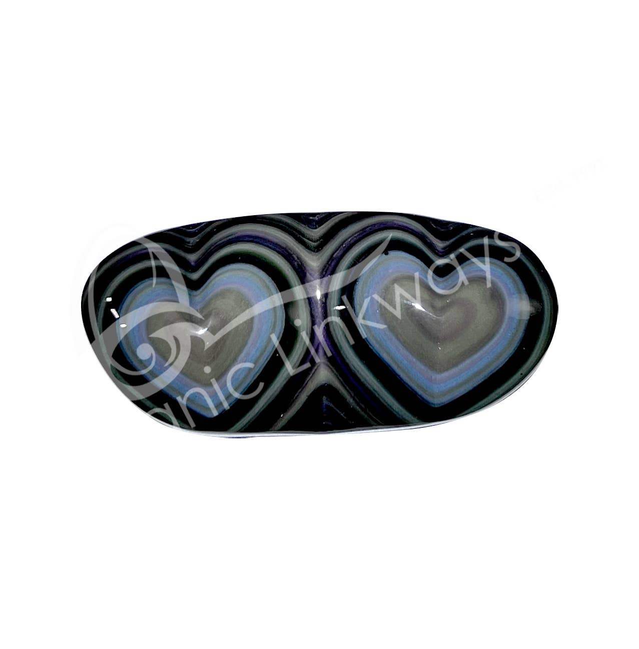 Oceanic Linkways Inc - Wholesale Spiritual Stone/Crystal - (PC)HEART - OBSIDIAN, RAINBOW DOUBLE 3-3.5"L X 1.5-2"W