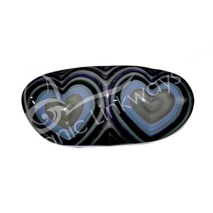 Oceanic Linkways Inc - Wholesale Spiritual Stone/Crystal - (PC)HEART - OBSIDIAN, RAINBOW DOUBLE 3-3.5"L X 1.5-2"W0