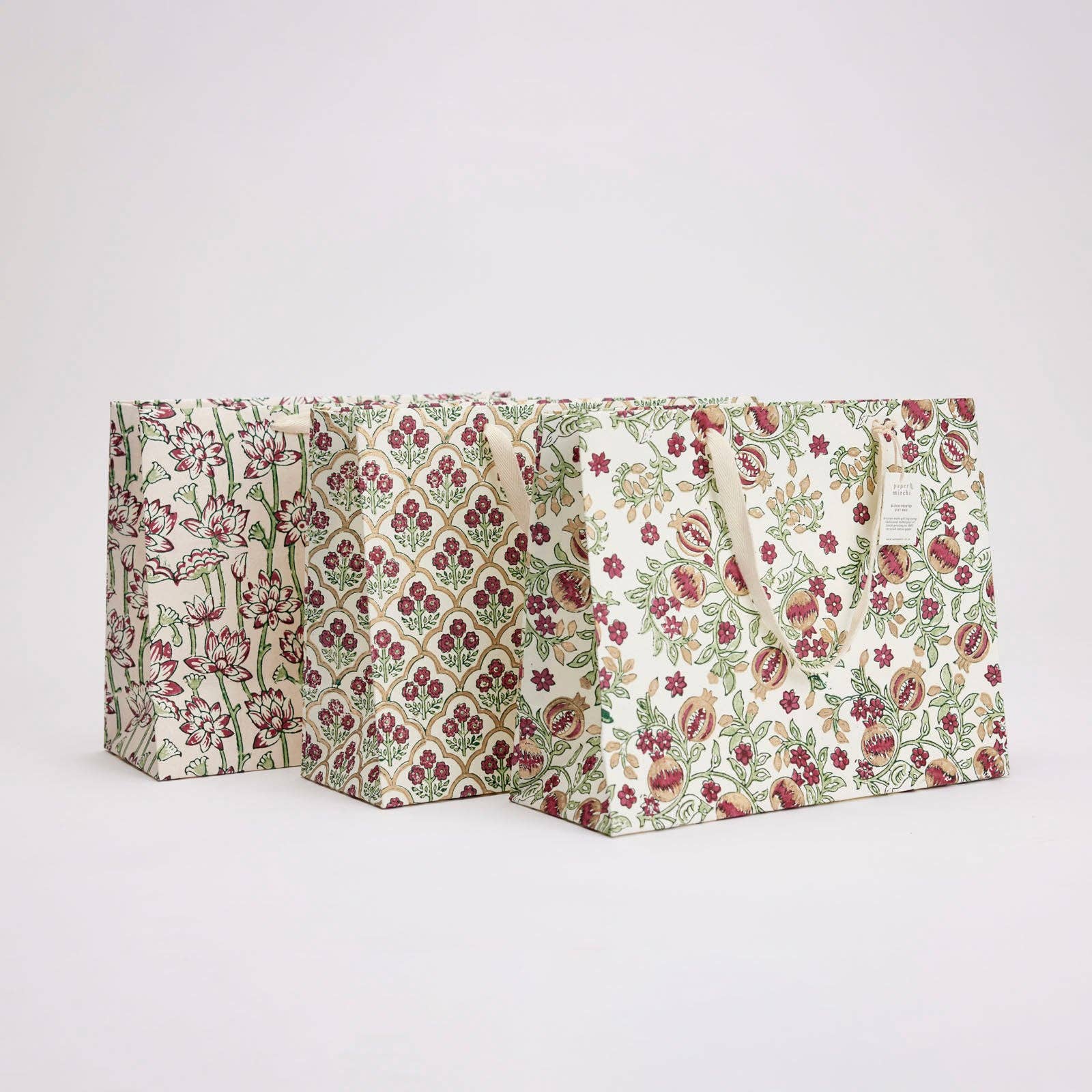 Paper Mirchi - Wholesale Gift Bag - Hand Block Printed Gift Bags (Large) - Cherry0