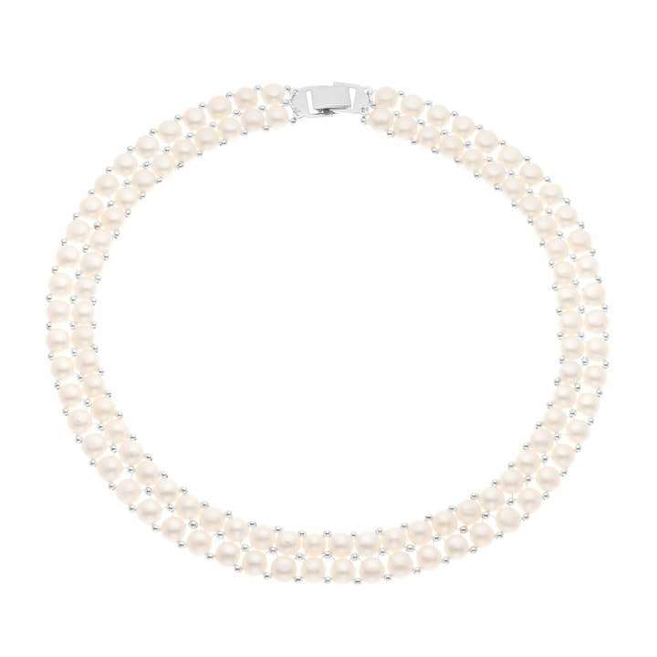 Echte zoetwaterparelketting met 2 rijen voor wholesale door Mitzuko