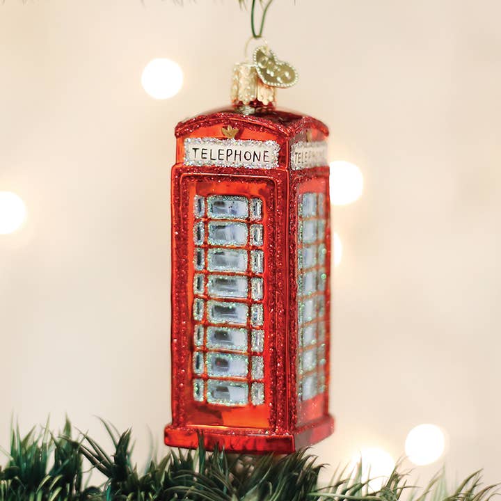 English Phonebooth Ornament for wholesale by Old World Christmas