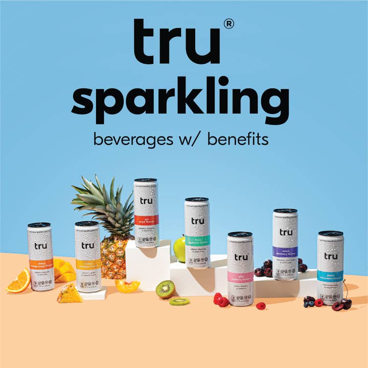 Tru - Wholesale Sparkling Water - Tru Focus Sparkling Drink, Apple Kiwi (Pack of 12)