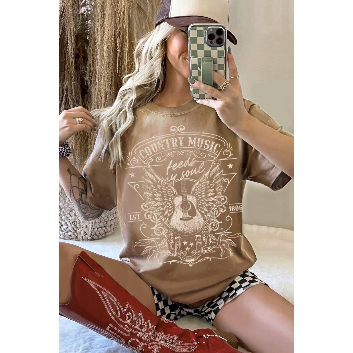 HRTandLUV - Wholesale T-Shirt (Graphic) - Women's - COUNTRY MUSIC FEEDS MY HOME OVERSIZED GRAPHIC TEE2