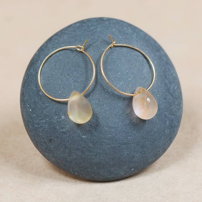 Sunset Clear Brass Hoops for wholesale by Yemaya Collections