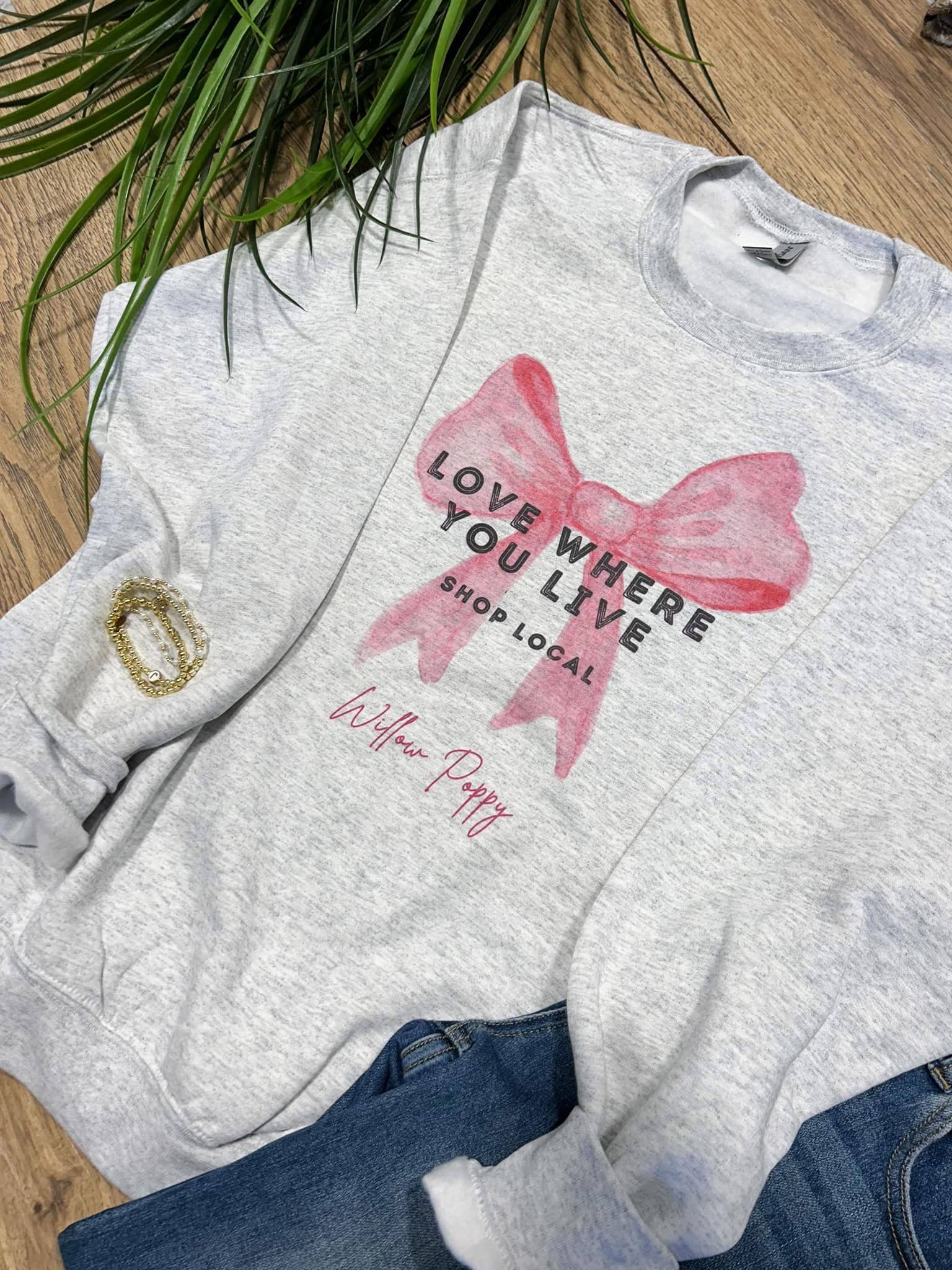 Willow Poppy - Wholesale Graphic Sweatshirt - Women's - Custom Bow Shop Local Graphic Sweatshirt0