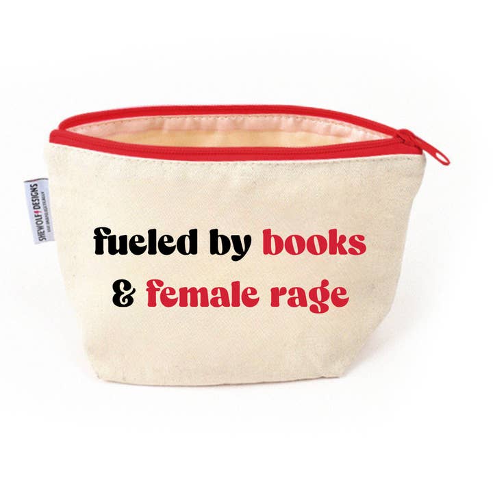 Pouch: Fueled By Books & Rage — Book Lover & Feminist Gift for wholesale by SHEWOLF Designs