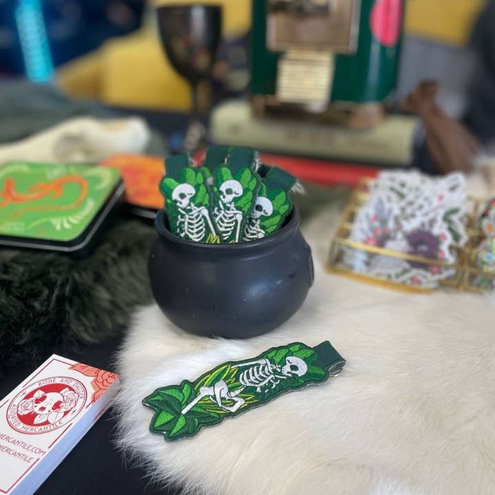 Plant Skeleton Embroidered Keychain for wholesale by Bone and Dagger Assorted Mercantile