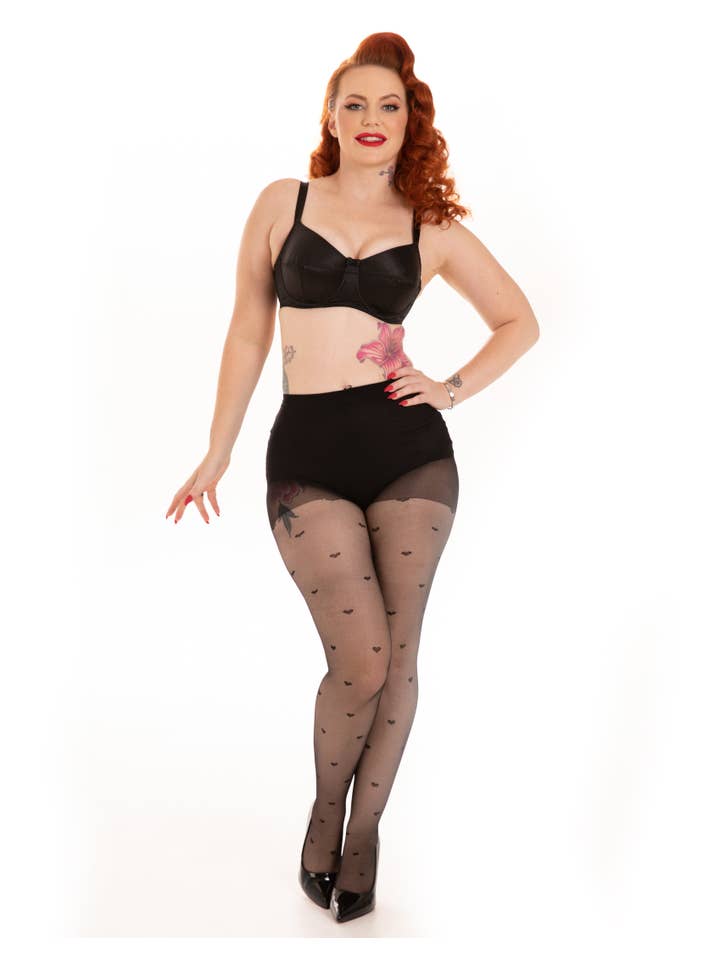 Pamela Mann – Engroshandel Tights - Dame – All Over Heart Sheer Strømpebukser1