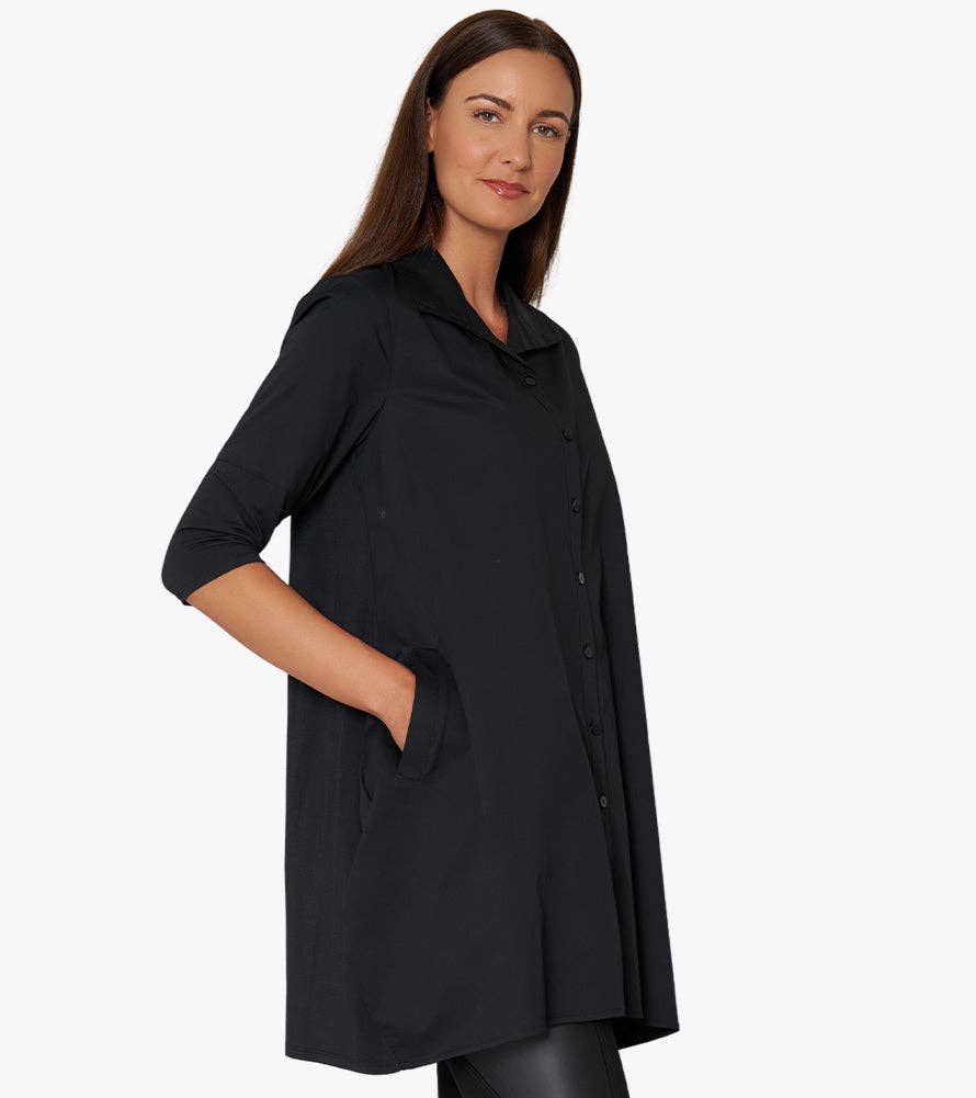 Stella Carakasi - Wholesale Tunic - Women's - Women's 3/4 Sleeve A-Line Cotton Poplin Tiburon Tunic Icon11