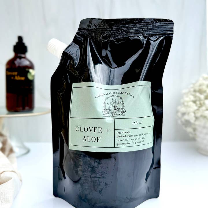 Mazzeltov Farms Soap Co. - Wholesale Hand Soap/Wash - Clover + Aloe - Liquid Hand Soap 32oz Refill Bag