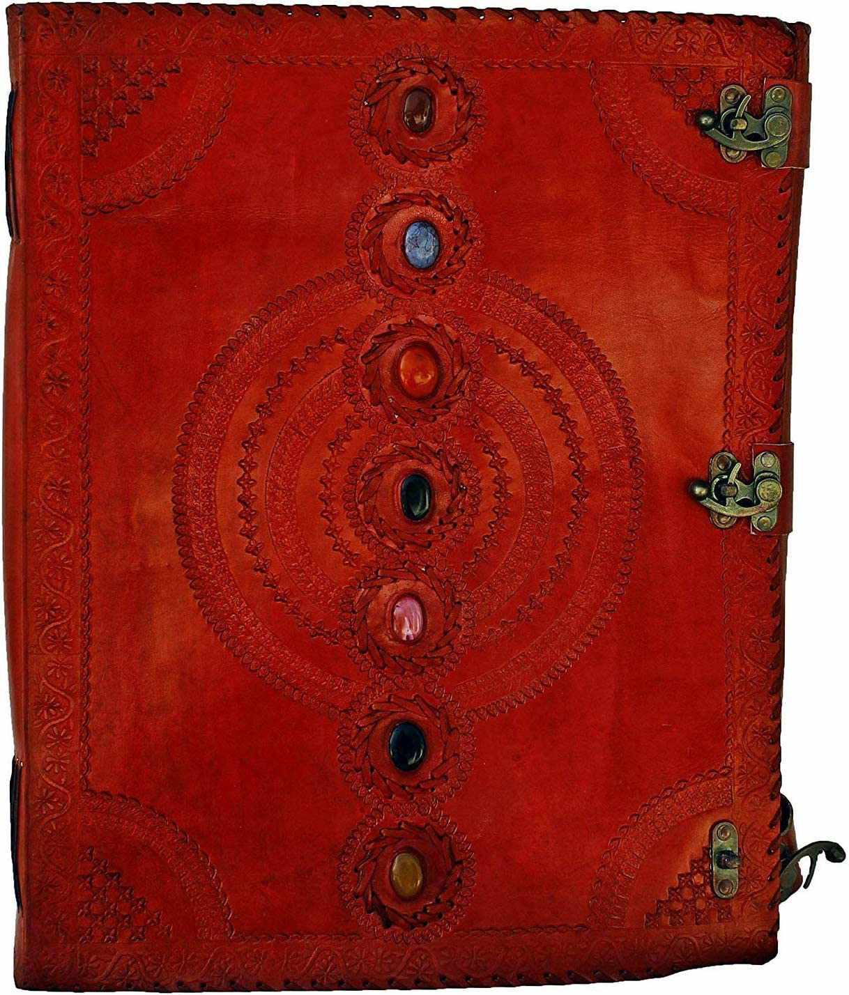 Tuzech Leather - Wholesale Journal/Diary - Seven Chakra Leather Journal – Handmade Embossed Diary 13"23