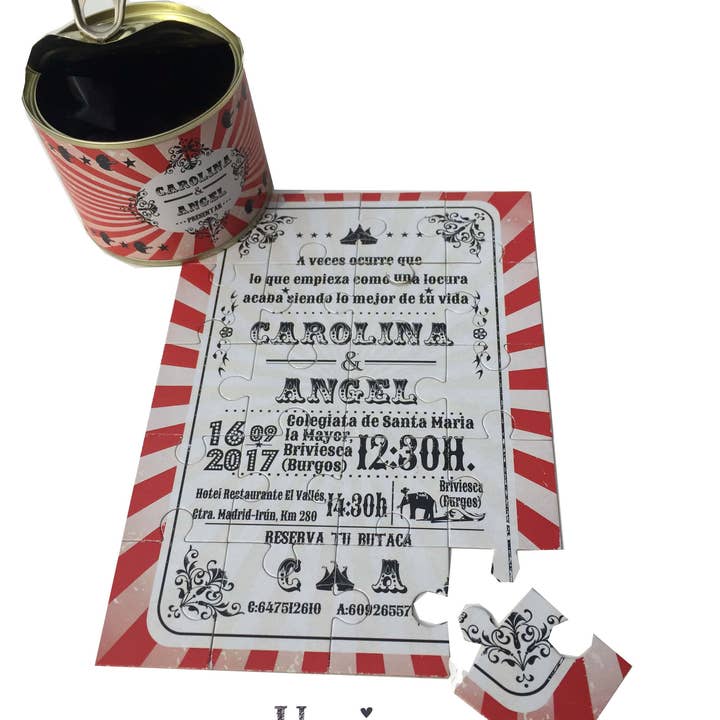 Ulovik - Wholesale Invitations - Wedding Invitation Tin Puzzle “Circus”