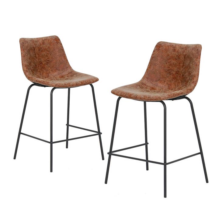 Abble - Wholesale Stool - 24in Faux Leather Upholstered Counter Stool (Set of 2)2