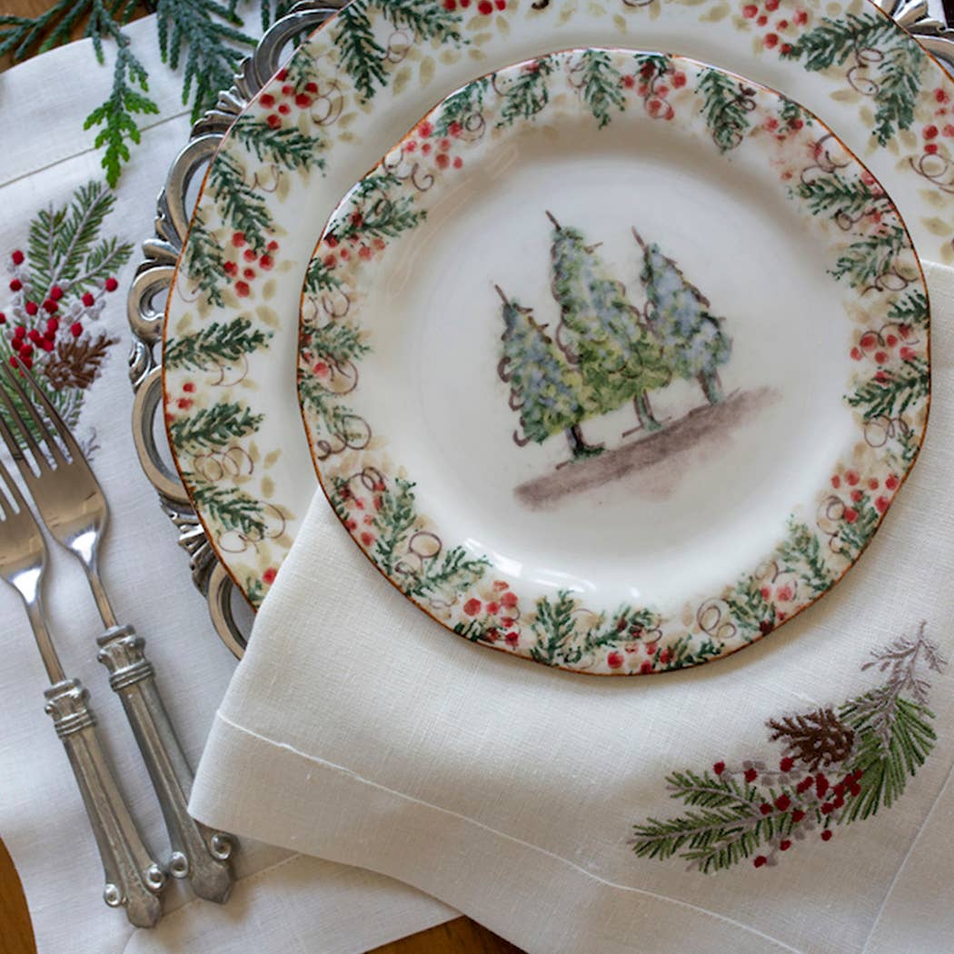 Arte Italica & Crown Linen Designs - Wholesale Dinner Plate - Natale Dinner Plate - Christmas3