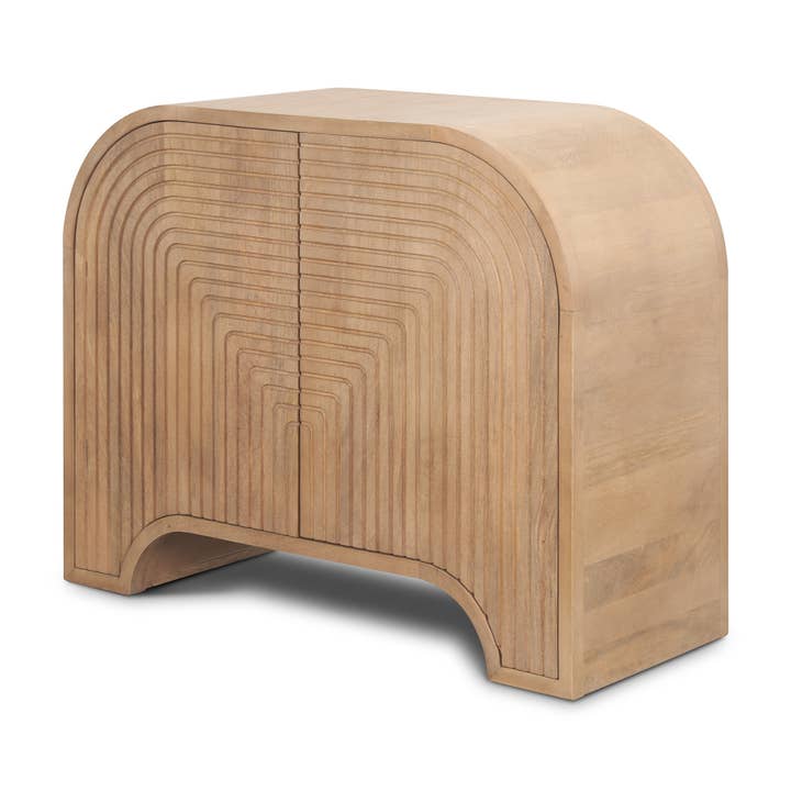 32" Natural Solid Wood Textured Door Accent Cabinet With Two Doors for wholesale by HomeRoots