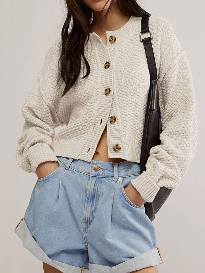 Wholesalesir - Wholesale Cardigan - Women's - Loose Single Button Cardigan Knit Sweater1