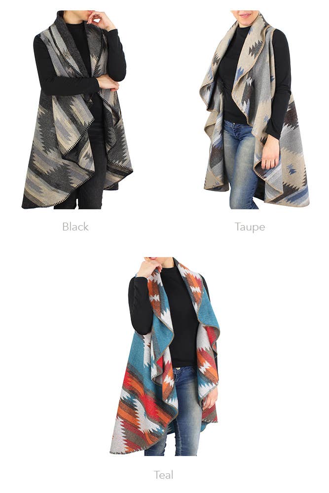 Hana - Venta al por mayor Chaleco de abrigo - Mujer - Chaleco redondo estampado western9