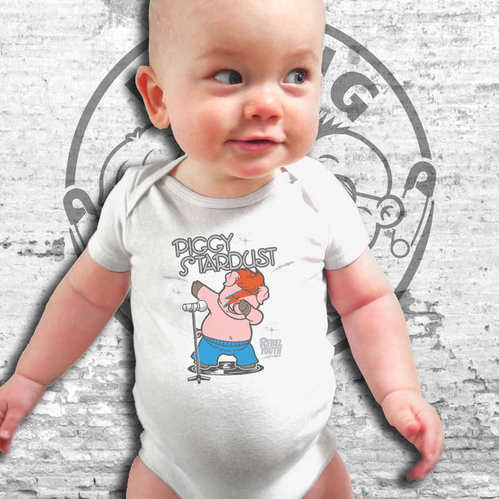 Body/tutina da bambino a manica corta Piggy Stardust per la vendita all'ingrosso da parte di Raging Rascals