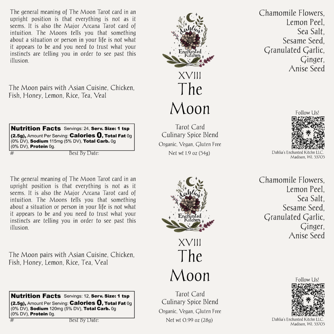 Dahlia's Enchanted Kitchen – wholesale Dried spice mix – The Moon - Tarot Card Culinary Spice Blend5