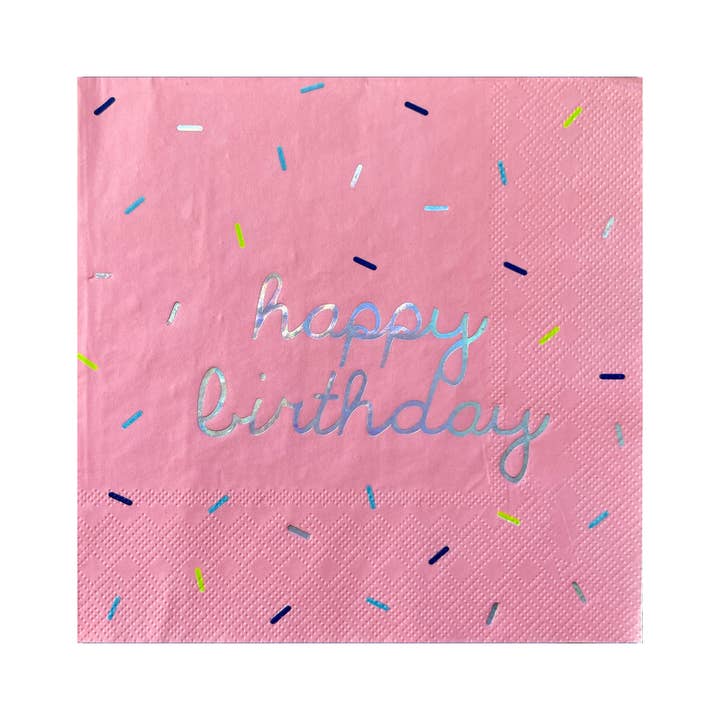 Harlow & Grey - Wholesale Disposable Napkin - Sprinkles - Bright Happy Birthday Lunch Napkins - 18 Pack