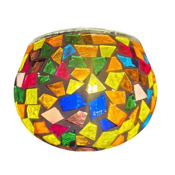 Candle Votive in Mosaic glass design by color - Multi #4 for wholesale by Access by Mediterranean Concepts