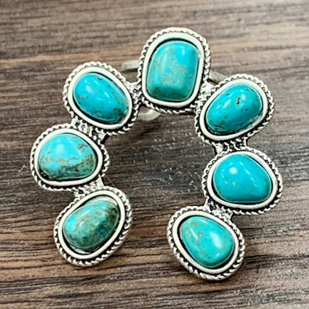 ISAC Trading Inc – Engroshandel Statementring – 750388, Squash Turkis, Justerbar Messingring0