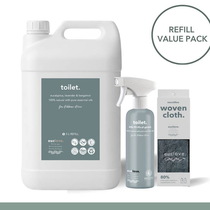 Natural Toilet, Bath & Sink Cleaner 5 Litre Refill & Value Pack for wholesale by Euclove - Naturally Clean