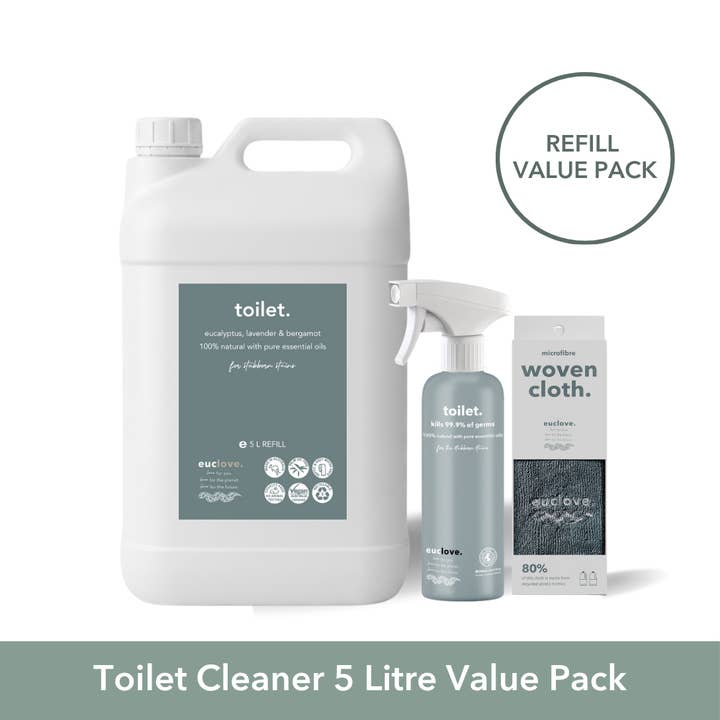 Natural Toilet, Bath & Sink Cleaner 5 Litre Refill & Value Pack for wholesale by Euclove - Naturally Clean