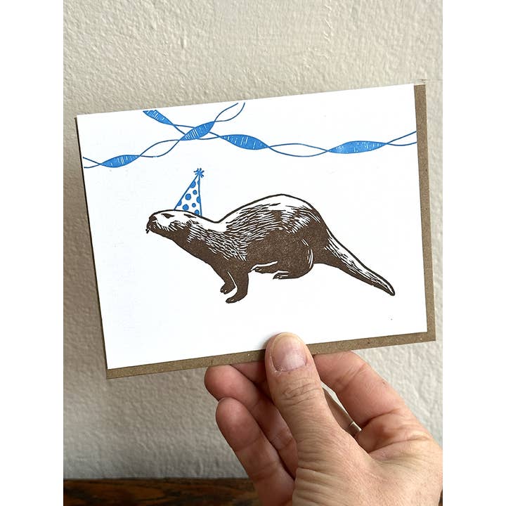 Lynn-oleum - Wholesale Birthday Card - Otter Birthday LETTERPRESS CARD1