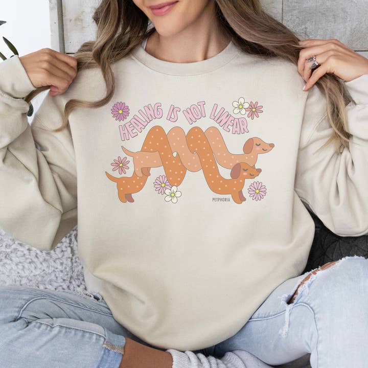 Healing Is Not Linear Crewneck | Mental Health for wholesale by Petphoria