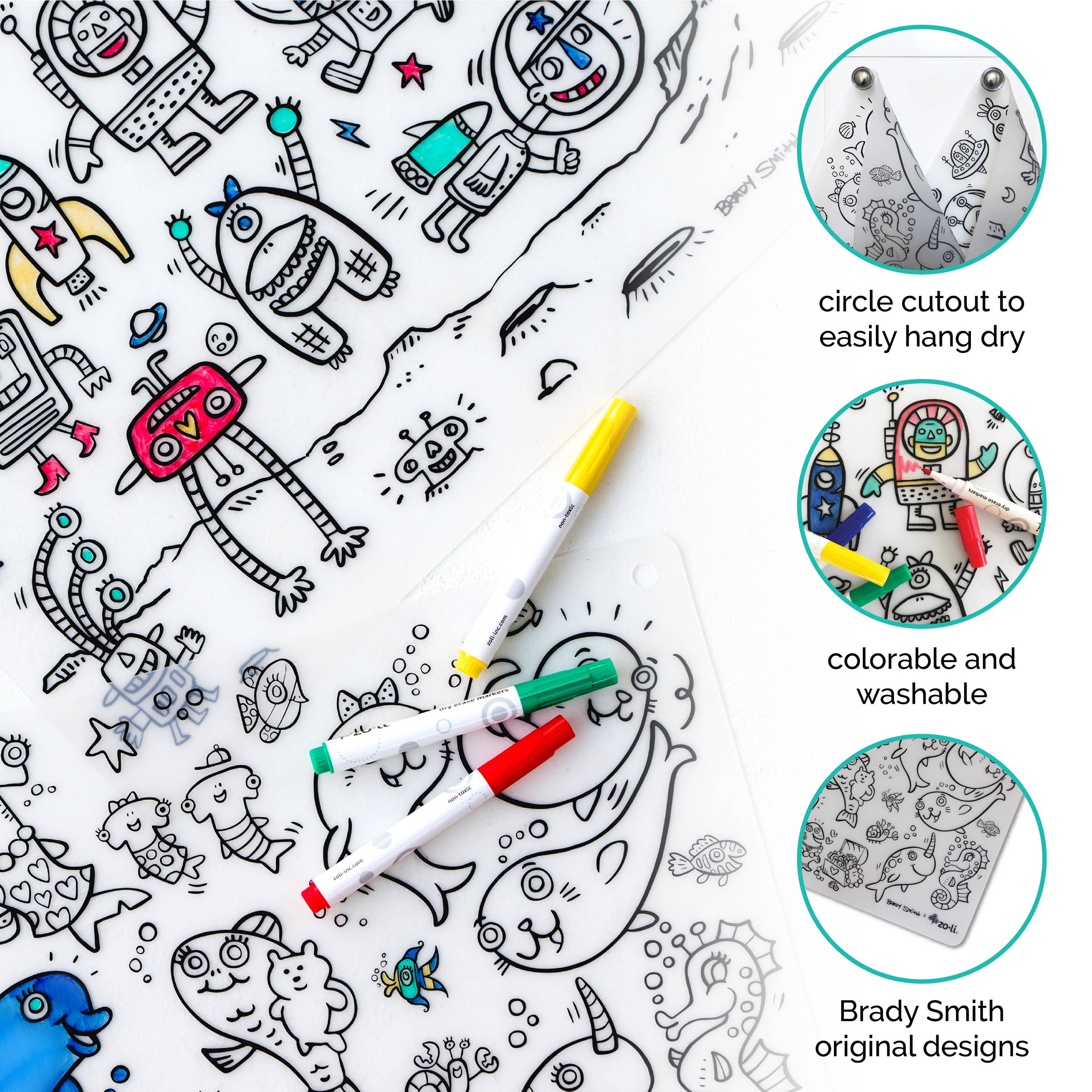 ZoLi - Wholesale Coloring Mat - Kids & Baby - colorMATTIES - Sea Fun + Space Fun Coloring Placemats3