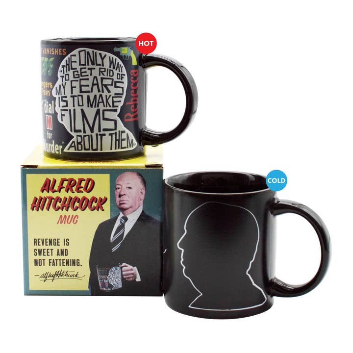 Alfred Hitchcock Heat-Changing Coffee Mug for wholesale by Unemployed Philosophers Guild