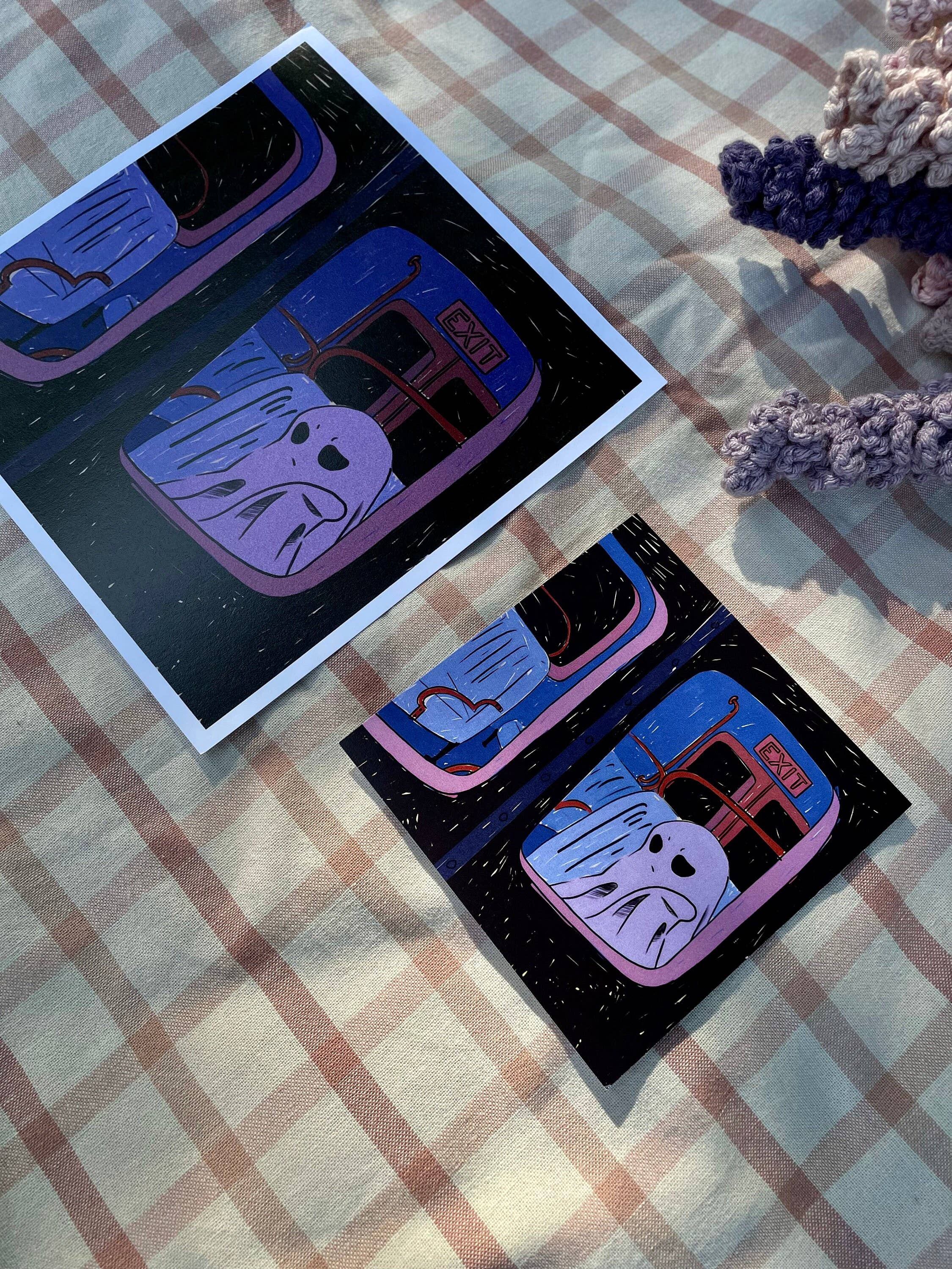 Paper Rat Illustrations - Wholesale Art Print - Moody Ghost on an Empty Train Illustration 8x81