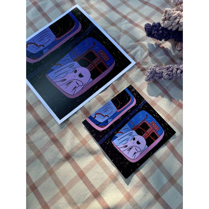 Paper Rat Illustrations - Wholesale Art Print - Moody Ghost on an Empty Train Illustration 8x81