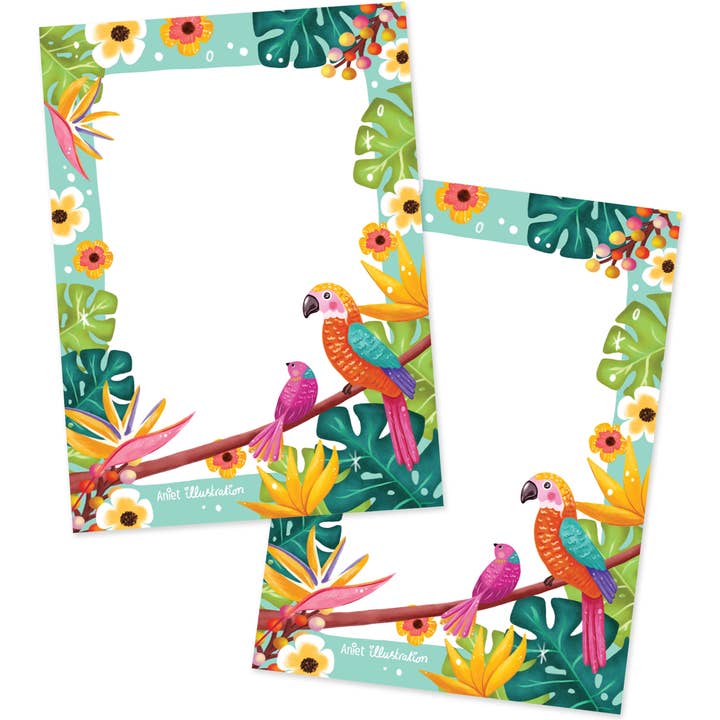 Aniet Illustration - Wholesale Notepad - Notebook A5 tropical birds flowers nature relax spring1