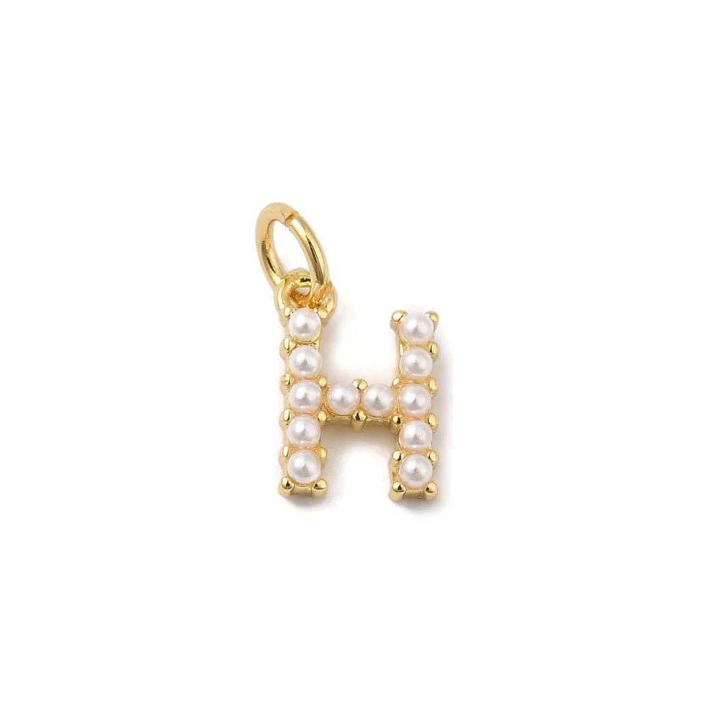 The Charm Bar Company - Wholesale Individual Charm/Pendant - Gold Large Pearl Initial Letter | Alphabet Charm7