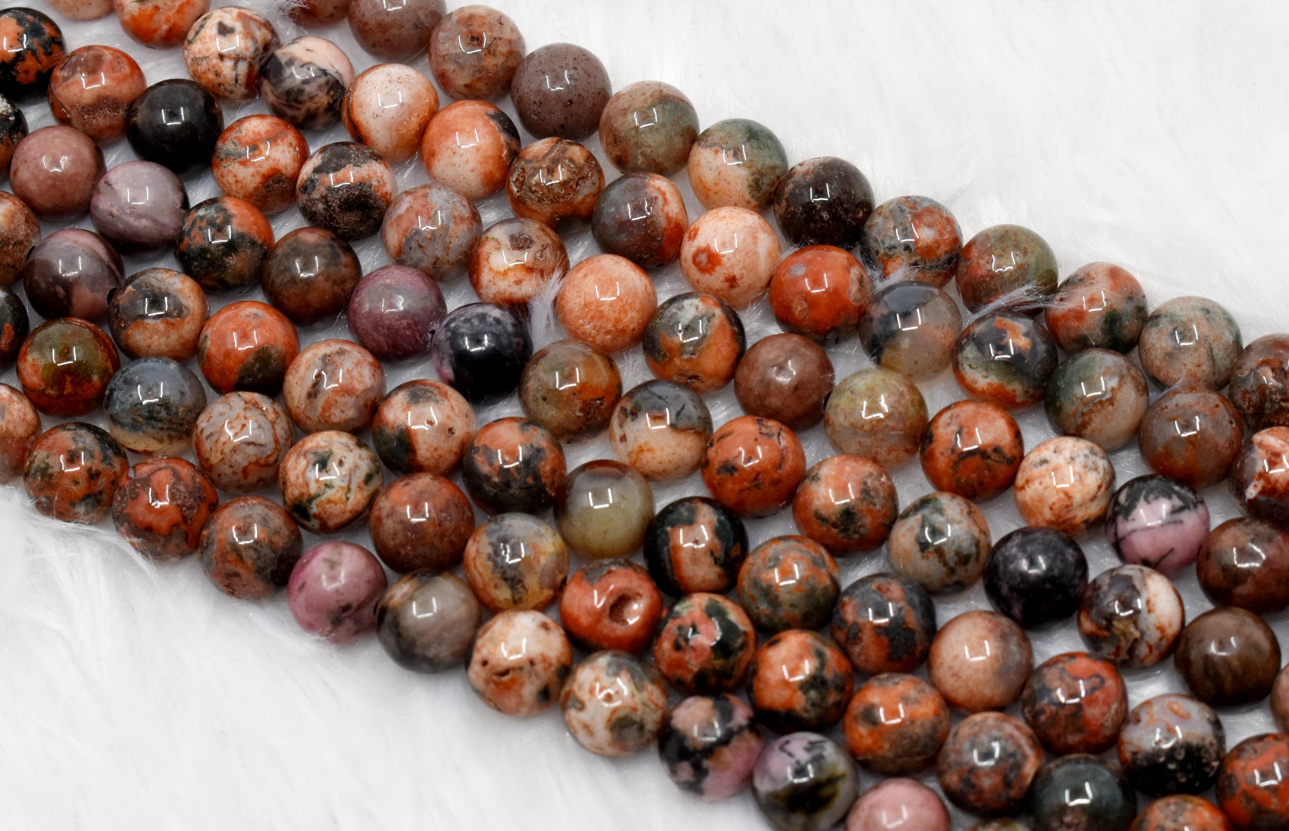 Soothing Crystals Beads - Wholesale Beads - Crystal Round Beads | Fire Agate | Healing Gemstone Beads0
