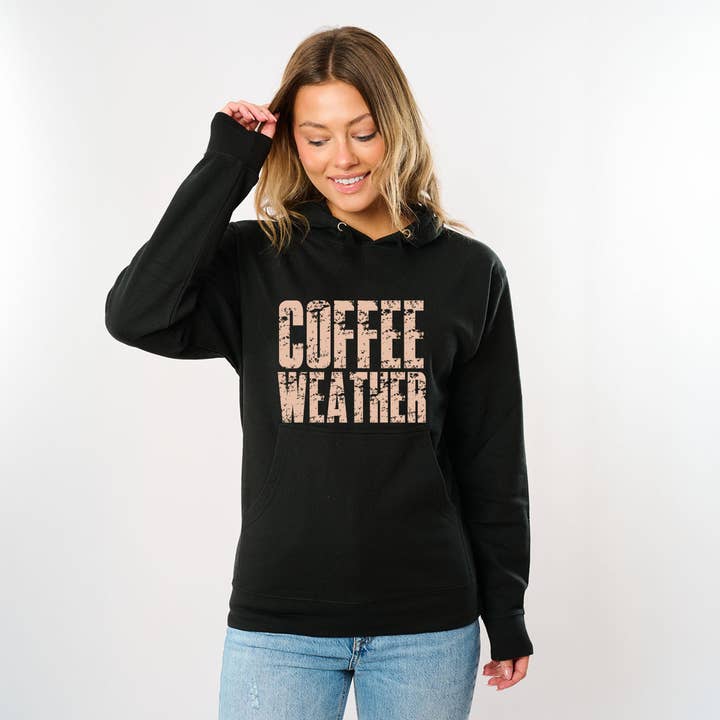 Coffee Weather Block Distressed Hoodie for wholesale by Olive And Ivory Wholesale