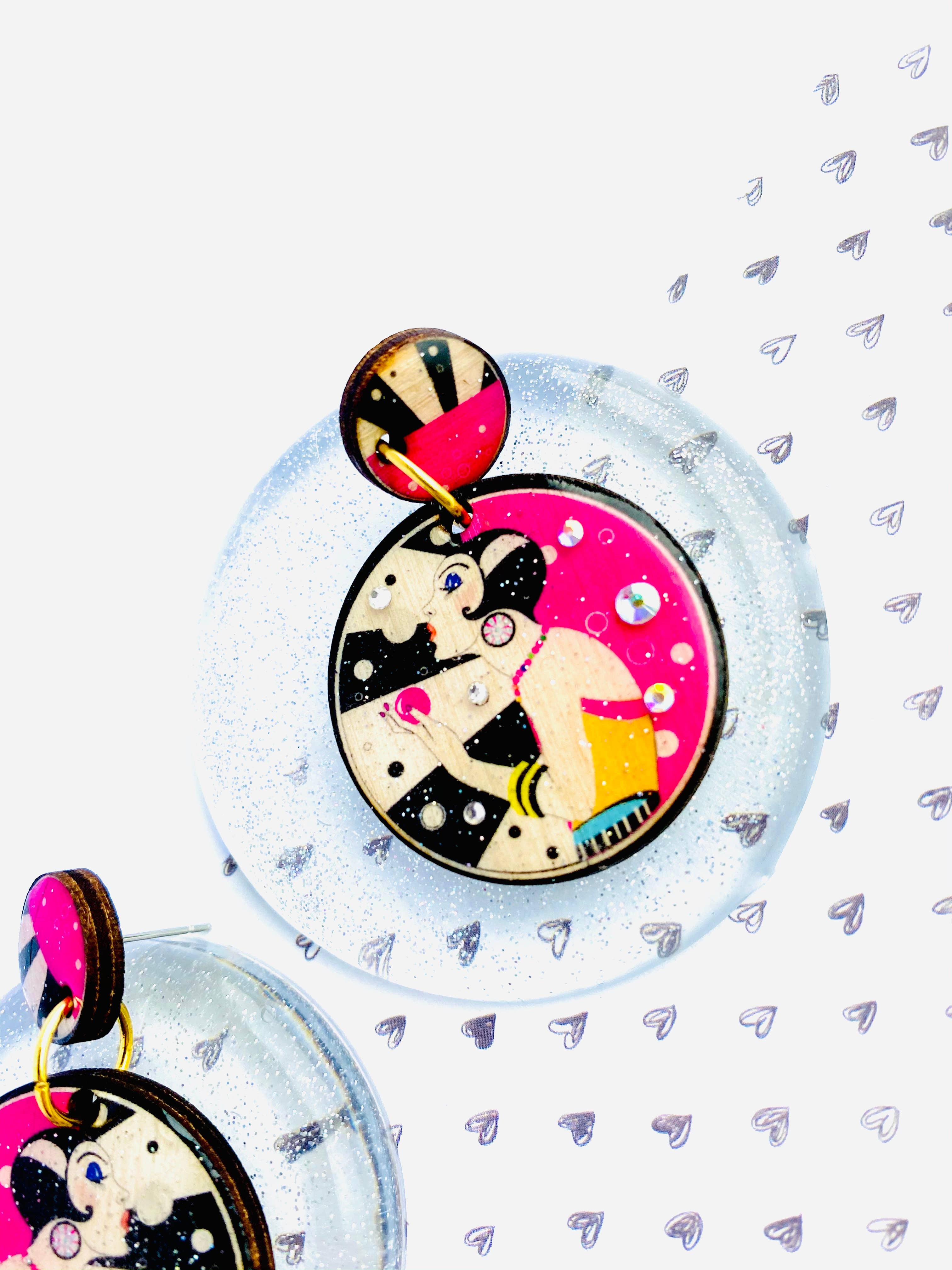 Rosie Rose Parker – wholesale Dangle earrings – retro statement earrings arty earrings colourful earrings3