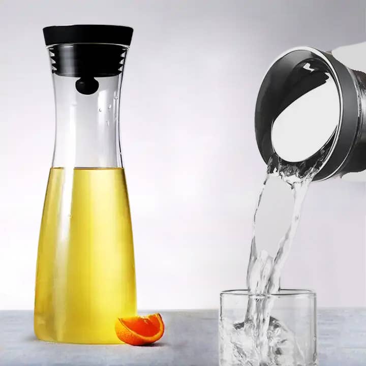 Krifts Products - Wholesale Pitcher - Glass Carafe with Smart Lid 44 OZ 1.3L